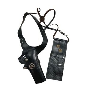 Vintage Hunter Black Leather Shoulder Holster Star Concho Basketweave CK USA